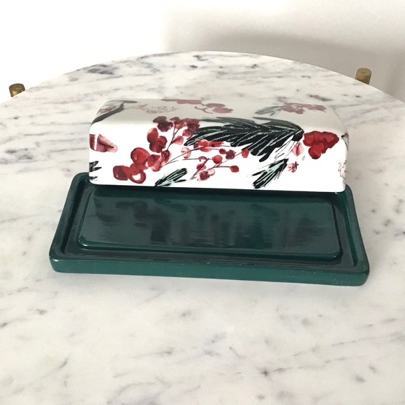 Anthropologie Butter Dish Handpainted Glazed Stoneware New in Box - Picture 6 of 8